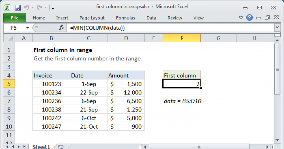 Vba Select First Column In Range